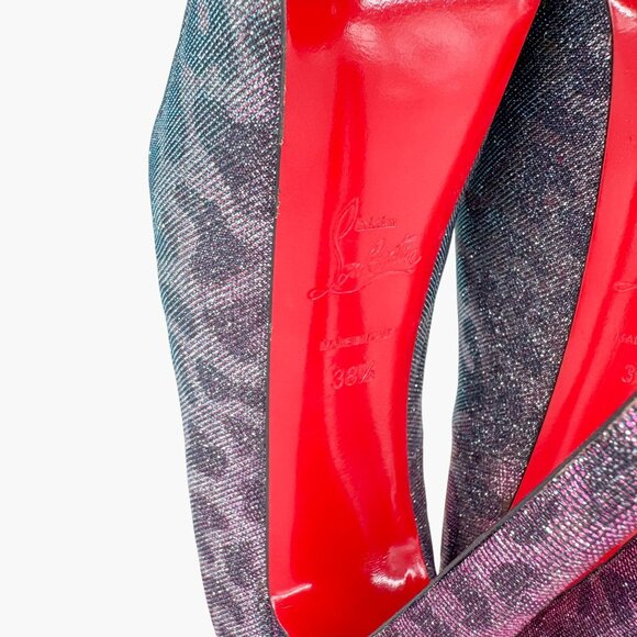 Christian Louboutin Highness 160 Platform Pumps Size 38.5 Blue Purple Leopard - Picture 13 of 13